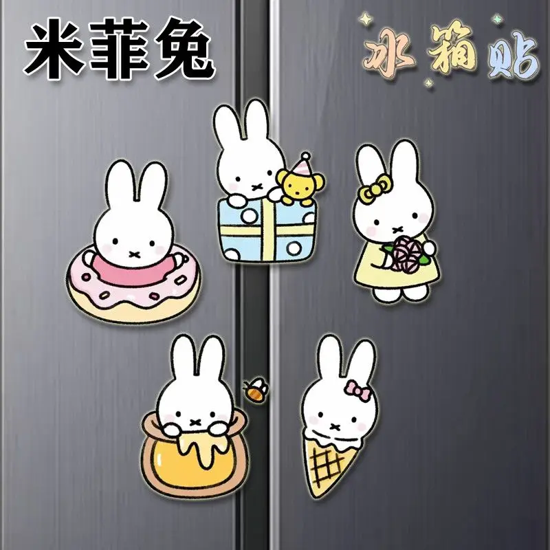 New Kawaii Miffy Refrigerator with Magnetic Suction Cartoon Cute and Simple Acrylic Decoration Gift for Girls and Boys