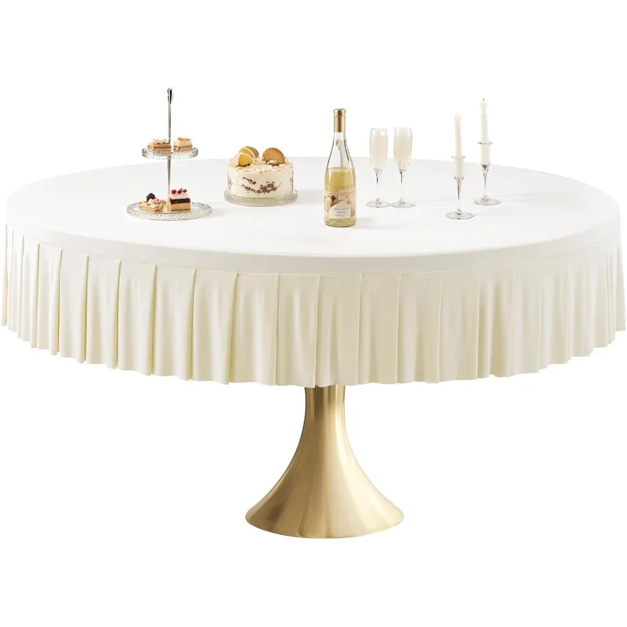 

Круглая скатерть 60 Ih цвета слоновой кости, 1 упаковка, устойчивая к морщинам, 5 футов, спандекс, крышка для стола, круглая моющаяся эластичная скатерть, круглая крышка
