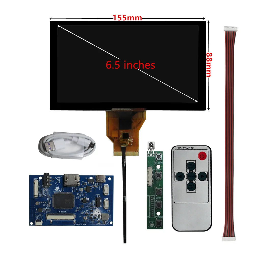 6.5 Inch AT065TN14 DIY Multipurpose LCD Display Screen Driver Control Board Audio HDMI-Compatible Digitizer Touchscreen Monitor