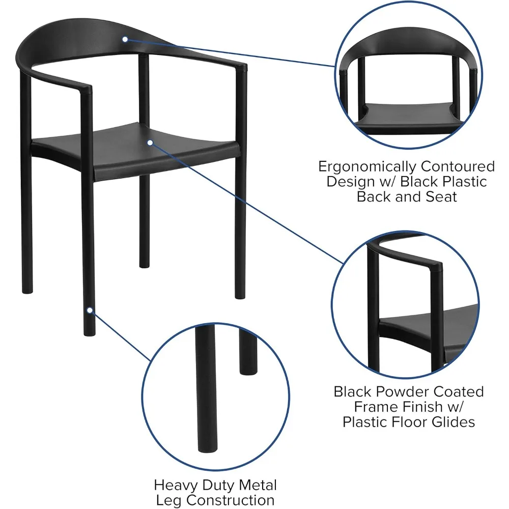 1000 lb. Capacity Black Plastic Cafe Stack Chair