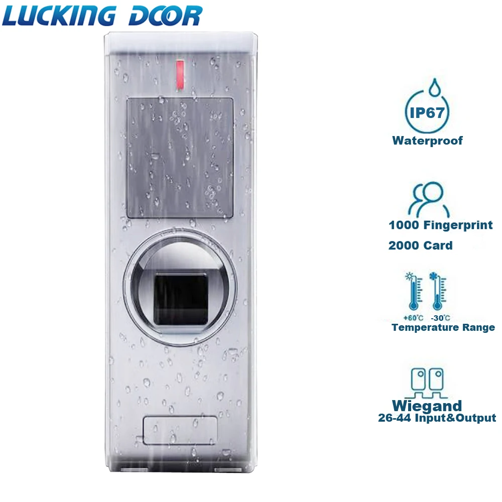 

Waterproof IP67 2000 Users Metal Biometric Fingerprint Access Control System Rfid 125khz Reader Door Access Control