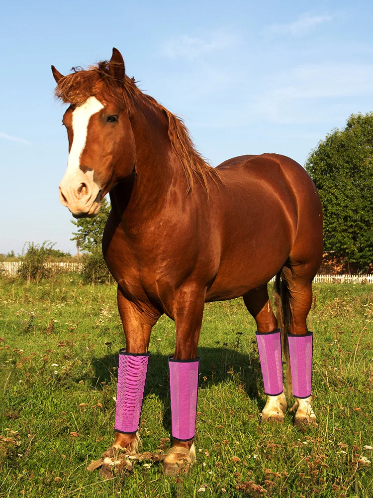 4 مجموعات الحصان القدم الغطاء الواقي واقية الحصان الساق يلتف شبكة يطير الأحذية للحصان لمنع الذباب ولدغات البعوض