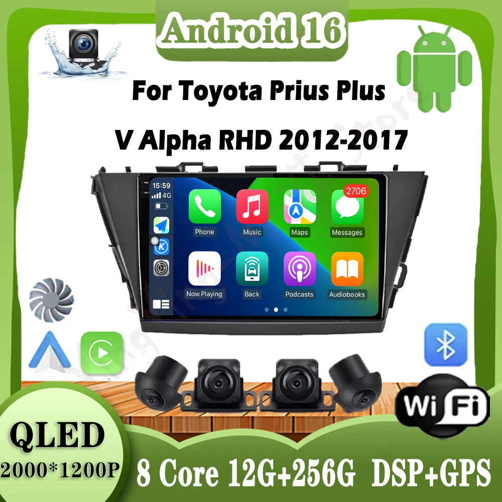 

GPS-навигация с сенсорным экраном для Toyota Prius Plus V Alpha RHD 2012-2017 Android 16, автомобильный видеомультимедийный плеер, Wi-Fi BT Auto