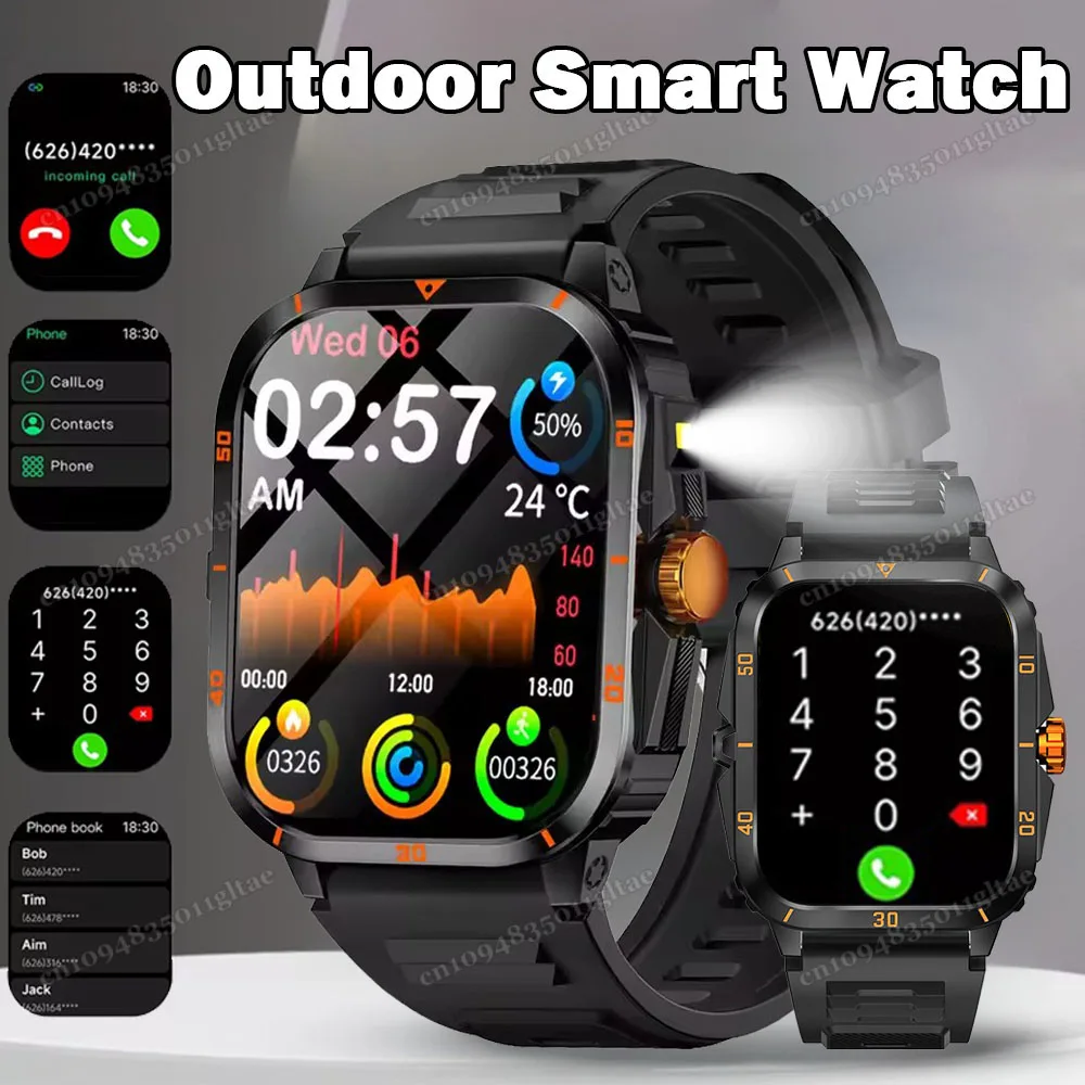 

2025 New Outdoor LED Light Smart Watch Men's Bluetooth Call Waterproof Watch Multi sport Mode Gift Health Monitoring Smart Watch