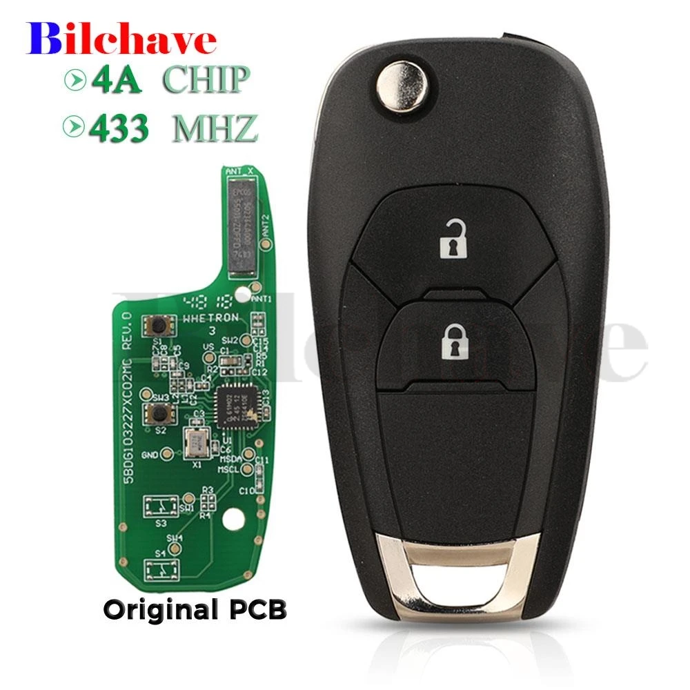 

jingyuqin 433Mhz FSK 4A Chip Original circuit board Car Remote Flip Key For Chevrolet Cruze 2015 Cavalier Trax Sonic Spark 2019+