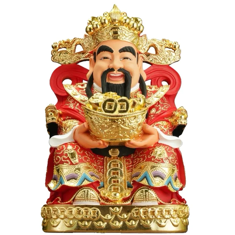 Grande société de magasin à domicile d'asie du sud-est, mascotte efficace, Golden CAI SHEN, dieu de la richesse, statue FENG SHUI, brisk, entreprise prospère