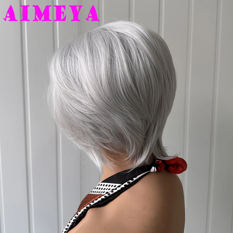 AIMEYA Blonde Short Wigs for Women Girls Natural Looking Pixie Cut Lace Front Wig Heat Resistant Synthetic Hair Wig Daily Use