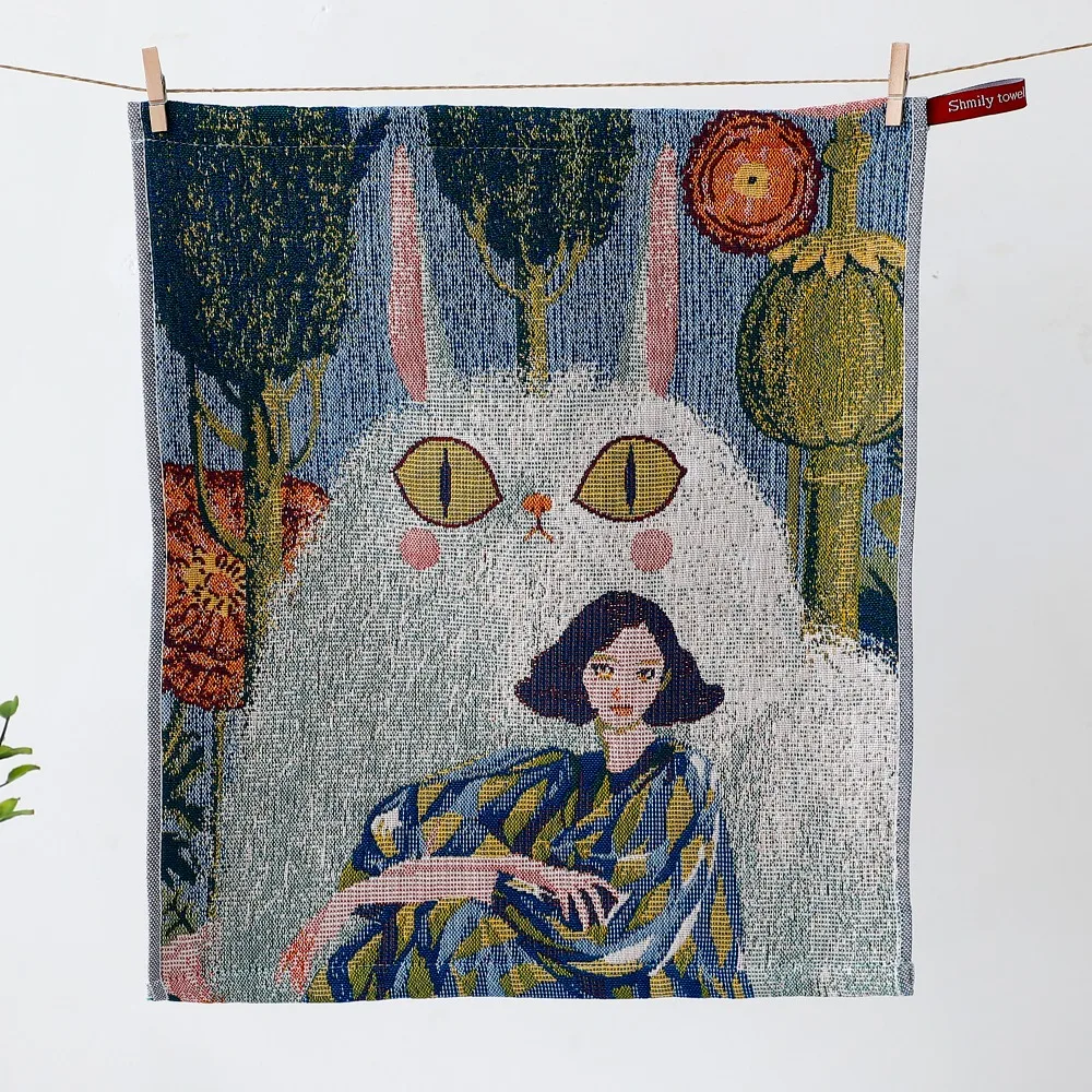 New 34x40cm Large Hand Towel Cartoon 4 Layer Cotton Gauze Kitchen Towel Decorative Quick Dry Tea Towel for Kids Children