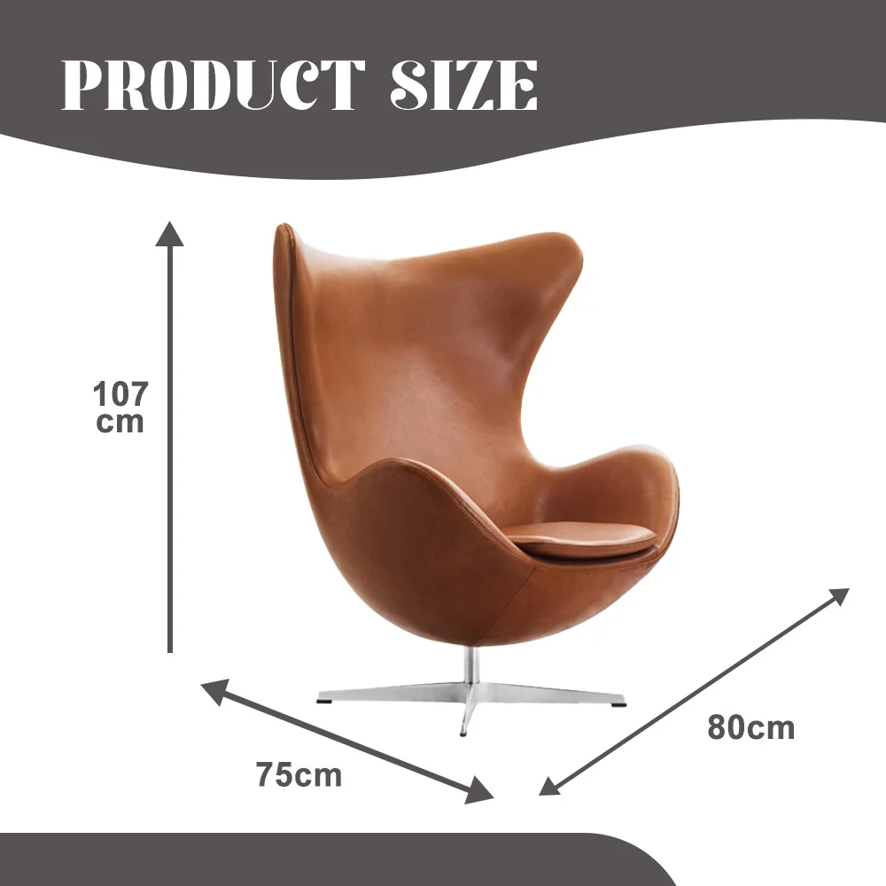 Nordic Style Modern Swivel  Chair Genuine Leather Chair Leisure-for Bedroom Hotel Hall Nordic Style Living Room