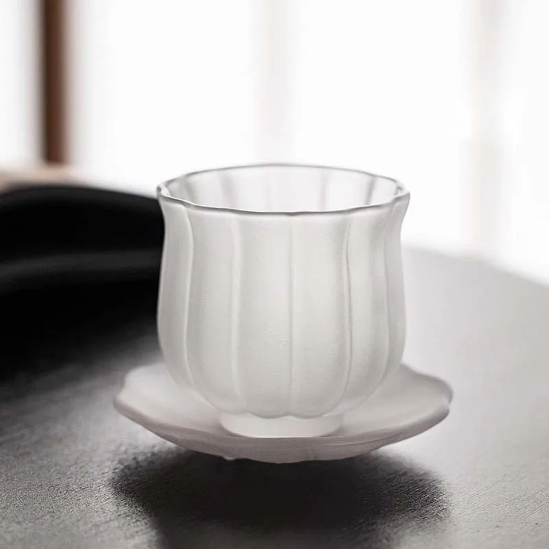 Handmade Heat Resistant Borosilicate Glass LotusTeaCup Kung Fu Tea Set Personal Single Cup Japanese Style Tea Ceremony Drinkware