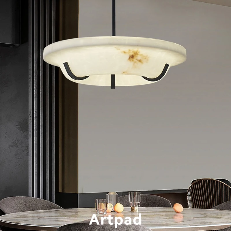 

Round Artificial Marble Hanging Chandelier For Living Room Bedroom Saucer Shaped Modern Design Pendant Light LED Decoration Lamp