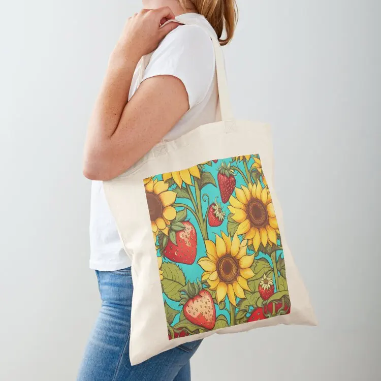 

Strawberry sunflower Tote Bag tote bag screen shopping bag logo Shopper handbag for beach