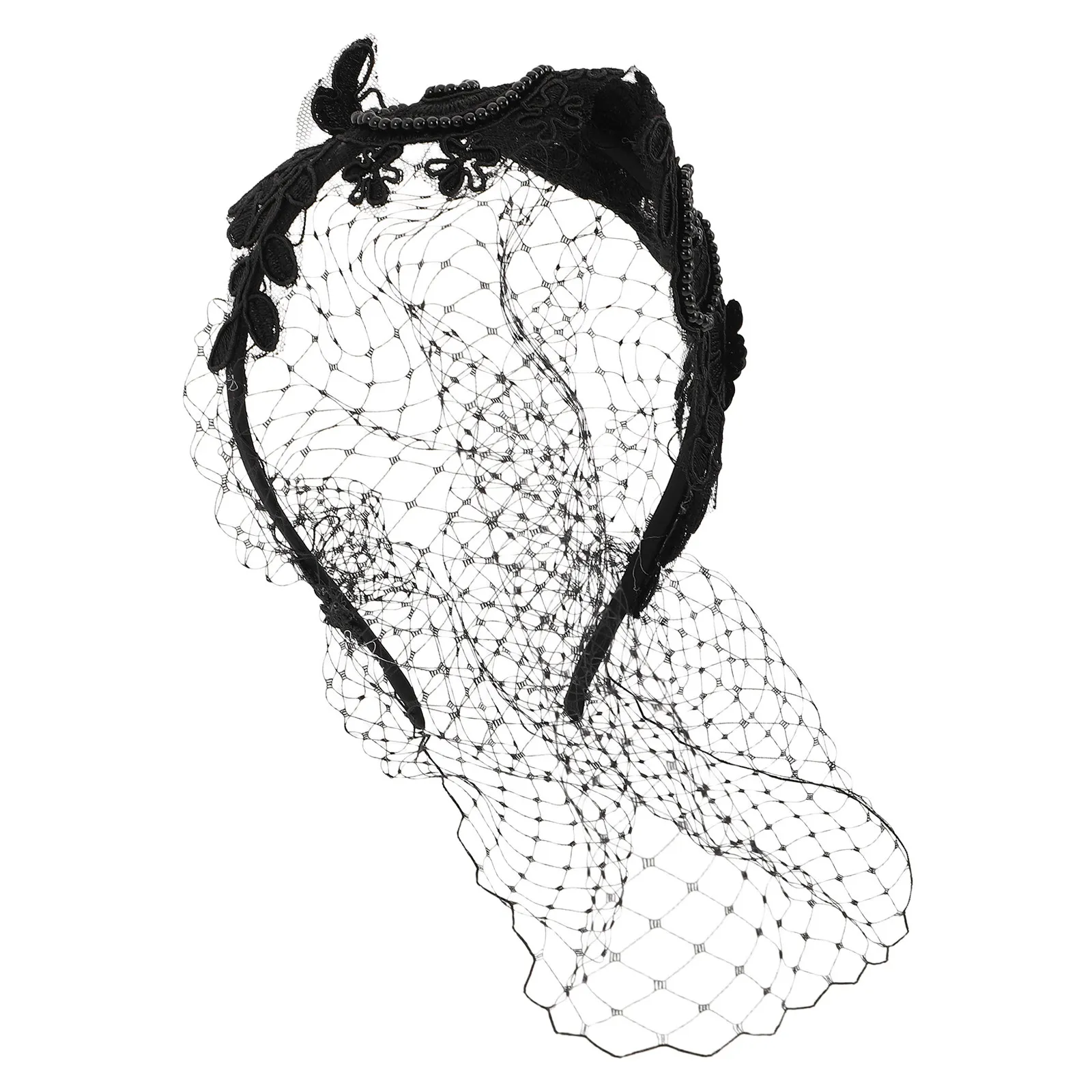 Retro Mesh Veil Headband 1920S Flapper Fascinator Bridal Wedding Tea Party Hair Accessory Bridesmaid Lightweight European Style