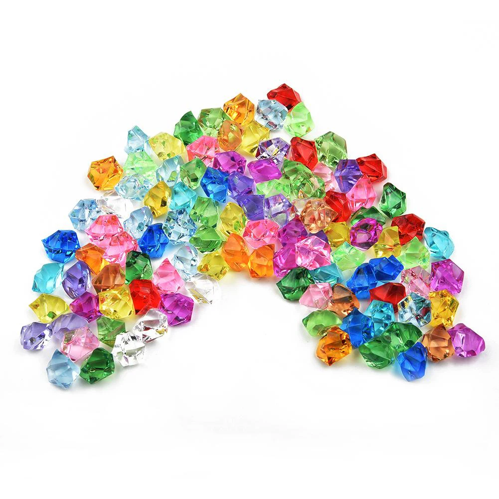 200*Acrylic Stones Acrylic Gem Stone Kids Mixed Color Ornaments Vase Wedding Party 6*9mm Accessories DIYJewelry Decor