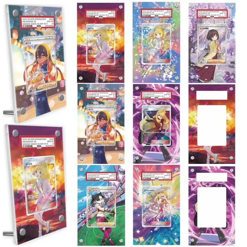 pokemon-erika-lillie-lisia-cynthia-marnie-cartao-estendido-arte-psa-display-caso-colecao-cartao-estendido-pintura-display-rack-presente