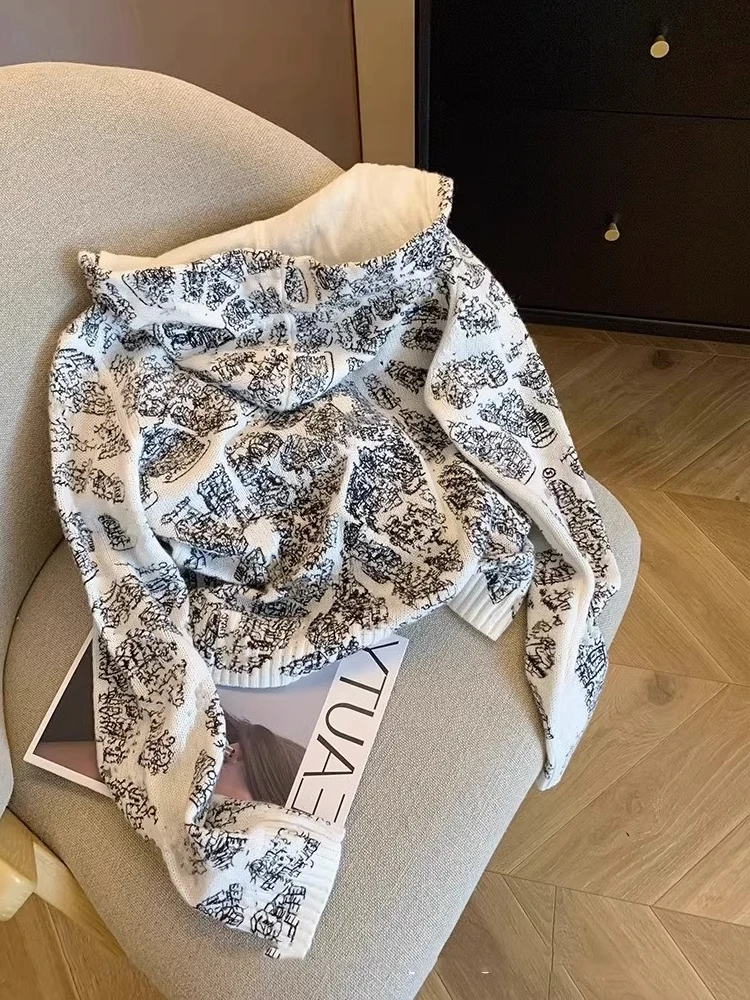 

Chic Hooded Knitted Open Cardigan Sweater Men's Casual Versatile Spring Autumn Outerwear Comfortable Cotton Long Sve Regul...