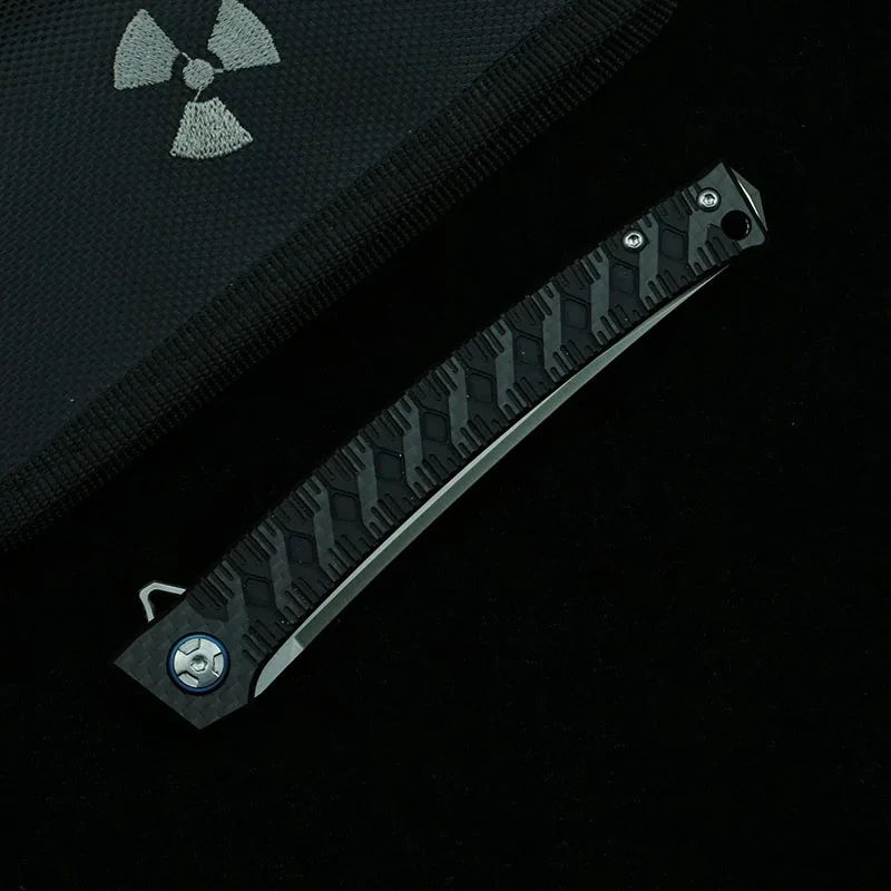 LEMIFSHE JR3406 Real D2 Blade Carbon Fiber Handle Folding Knife Outdoor Camping Kitchen Survival Multi functional EDC Tools