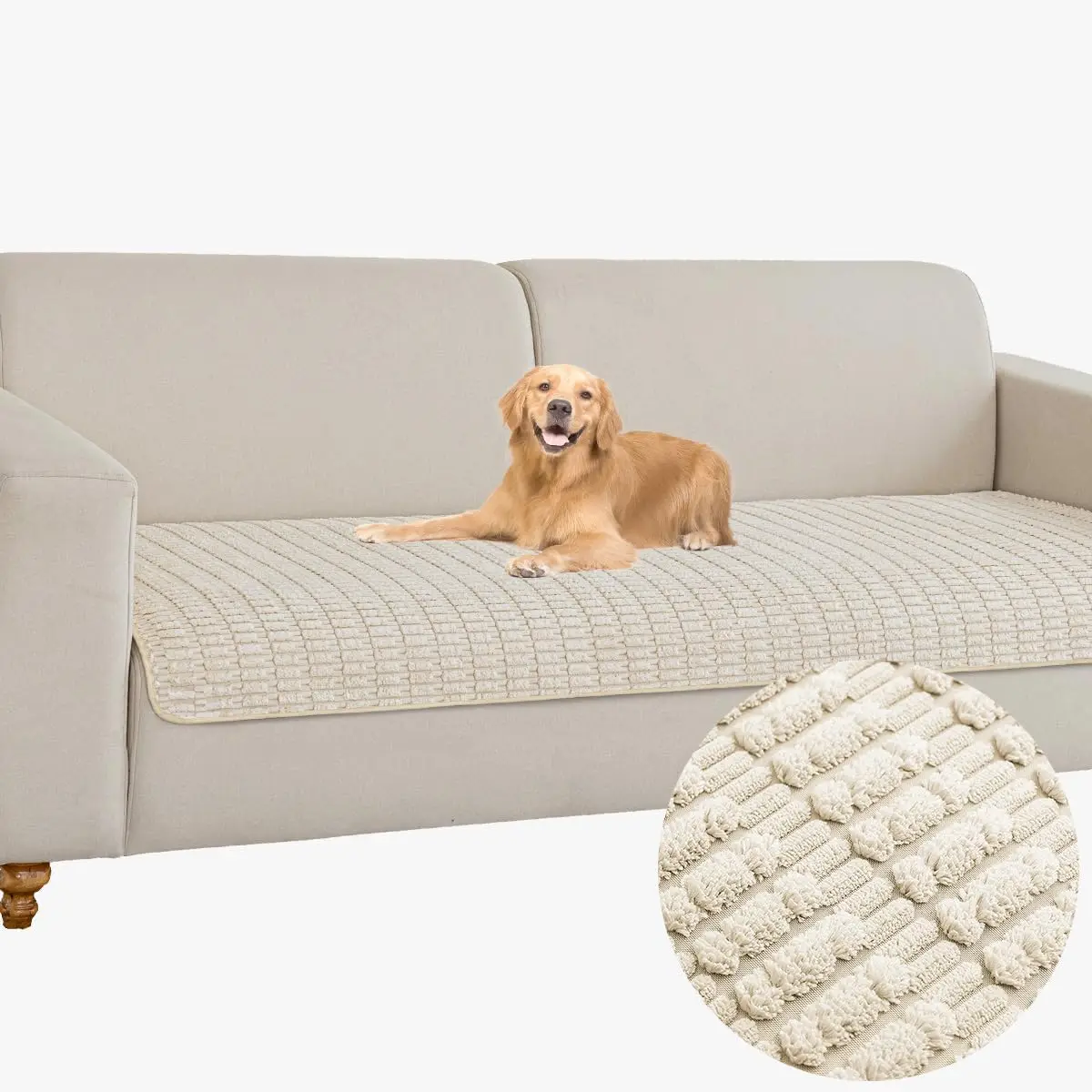 

Dog Bed Protector, Anti-Slip Waterproof Sofa Covers For Living Room Couch, Dog Mat, Pet Pad - 30X82 H, Cream White