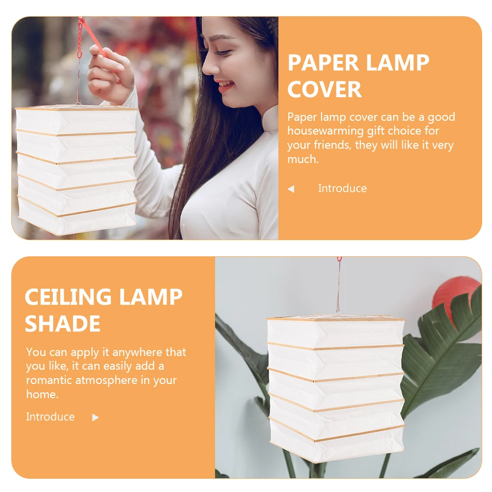 

Folding Paper Lampshades Star Bamboo Decorative Ceiling Lamp Shade Square Lamp Shades Foldable Cover