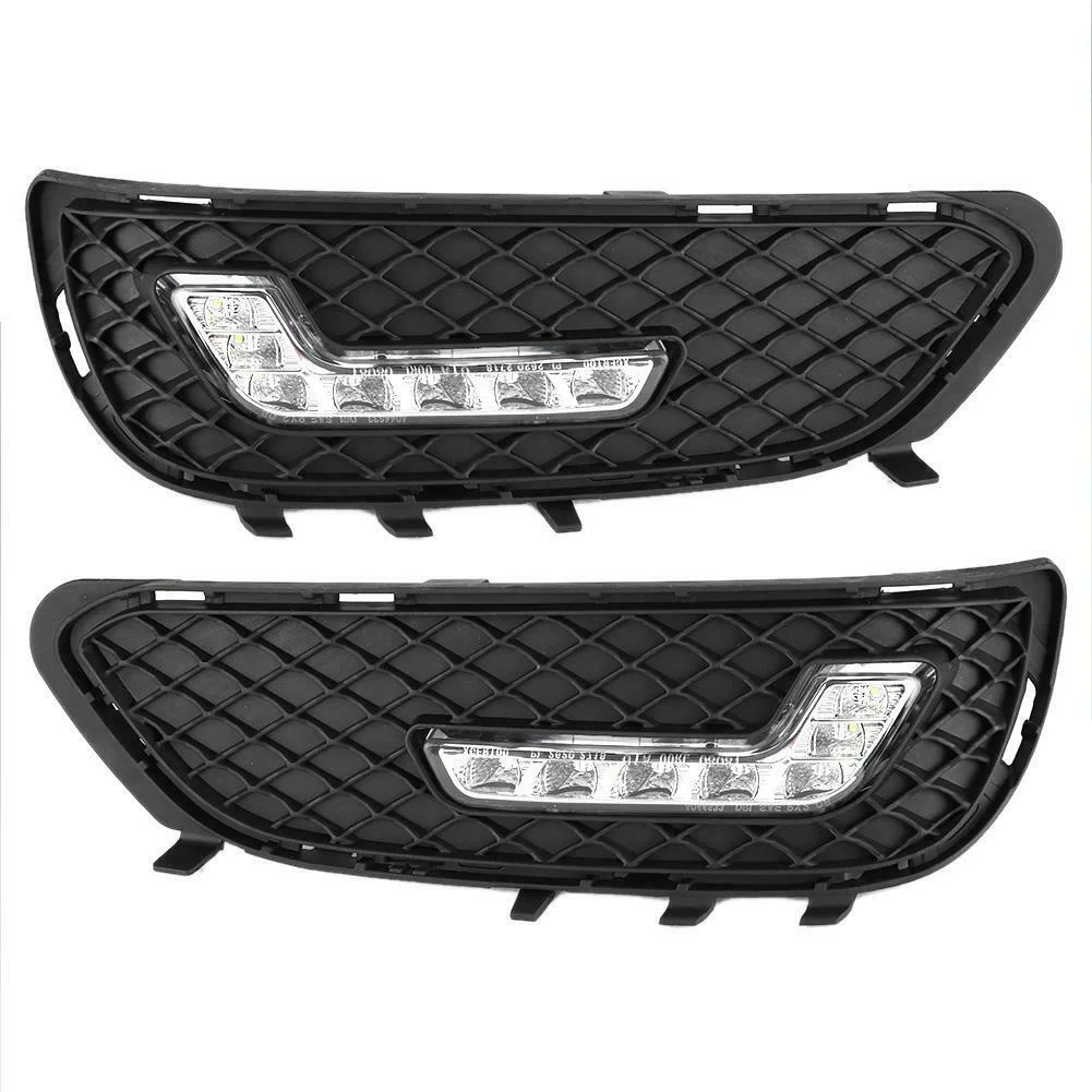 Car LED Left Right Daytime Running Light DRL Lower Bumper Grilles for Mercedes Benz W212 E300 E350 E500 2009-2013