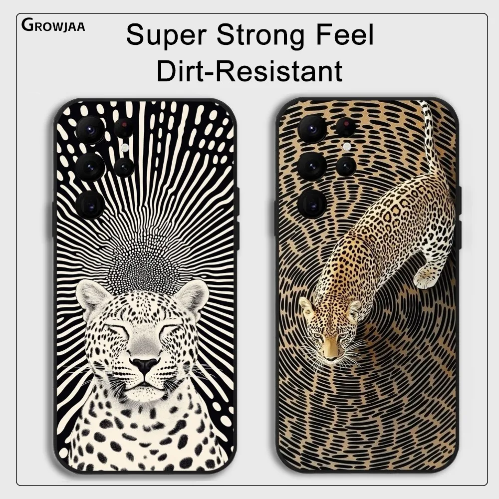 

Abstract Animal Cat Leopard Phone Case For Samsung Galaxy S25 S24 S22 S23 Ultra S21 S20 Plus 5G Protective Silicone Funda