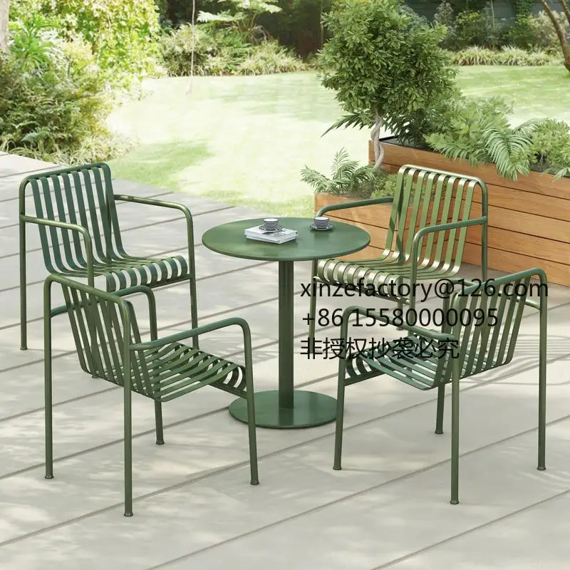 

Factory Direct 2026 Top Ratedsmall round table balcony courtyard wrought iron one table four chairs milk tea shop open-air comb