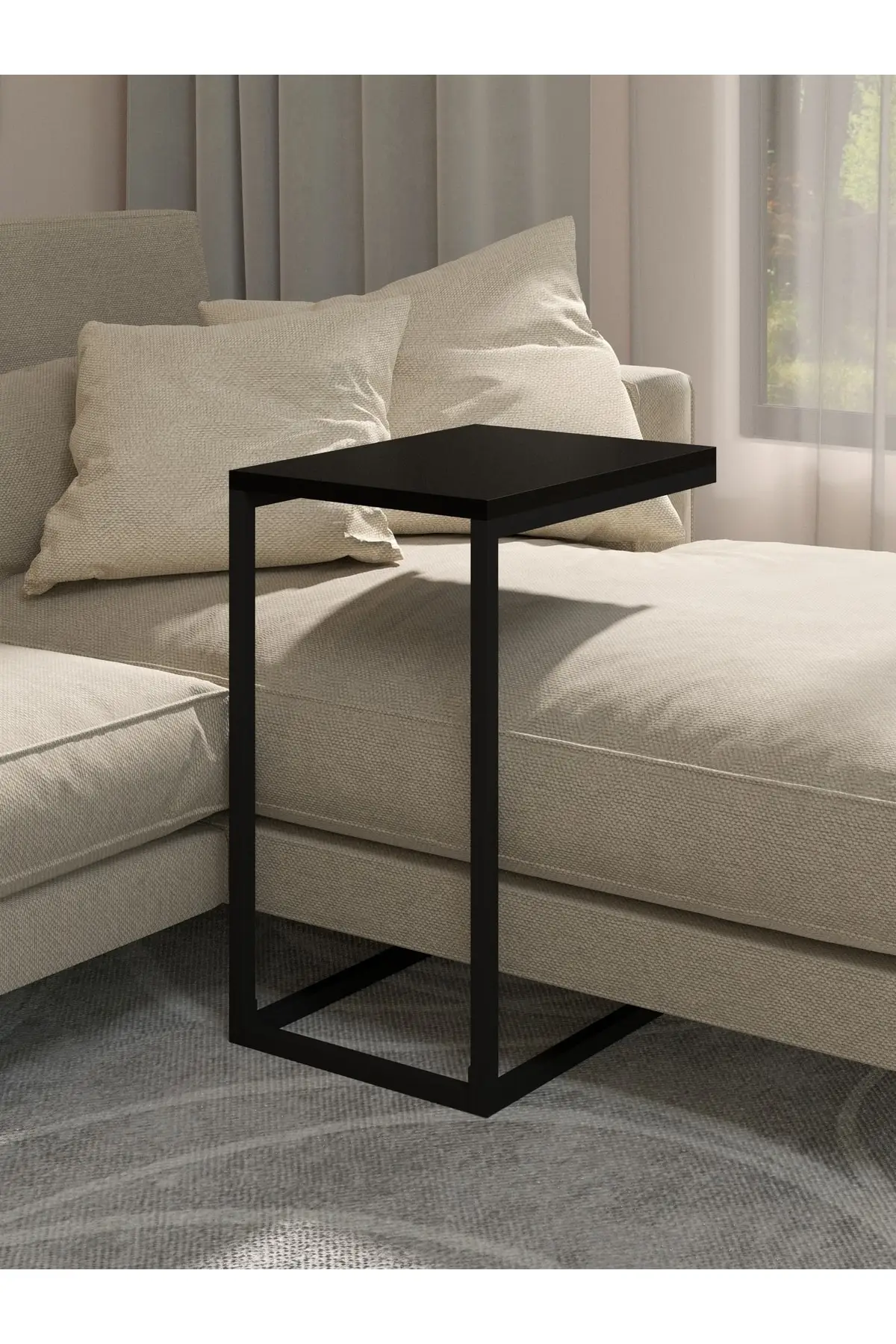 End Table Side Table Black , Black Sofa  with Metal Legs, Black C Coffee Table, Single Coffee Table