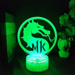 Game Mortal Kombat 11 Logo Night Light LED Touch Sensor Colorfu Dragon Nightlight for Kids Child Bedroom Decor Gift Table Lamp