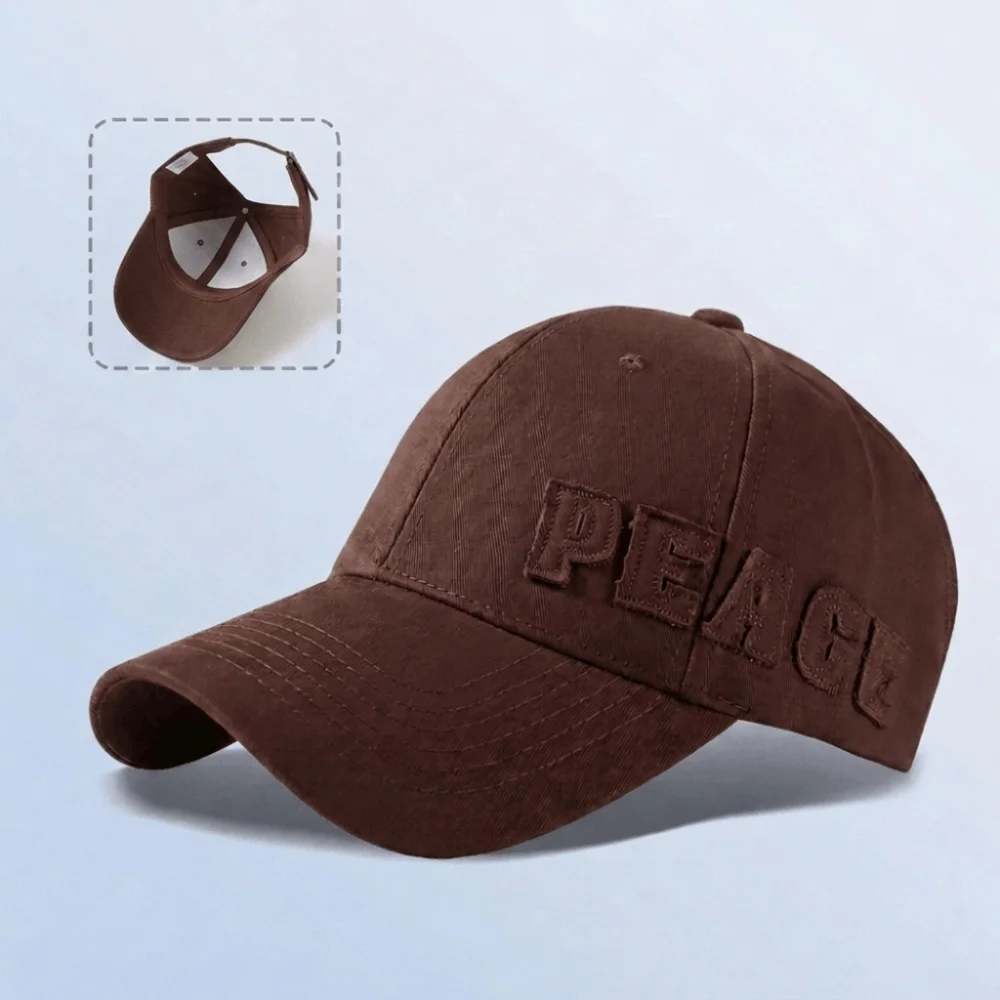 PEACE Embroidery Ponytail Baseball Cap Curved Brim Hollow Top Messy Bun Hat Adjustable Structured Baseball Cap Sun Protection