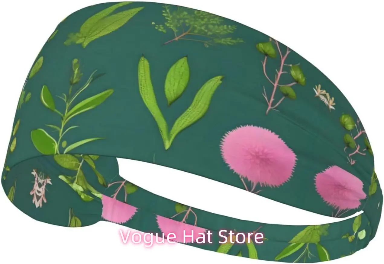 

Elastic Exercise Headband, Outdoor Sports Elastic Headband, Fitness, Yoga, Running, Cycling Flowers and Plants Pattern