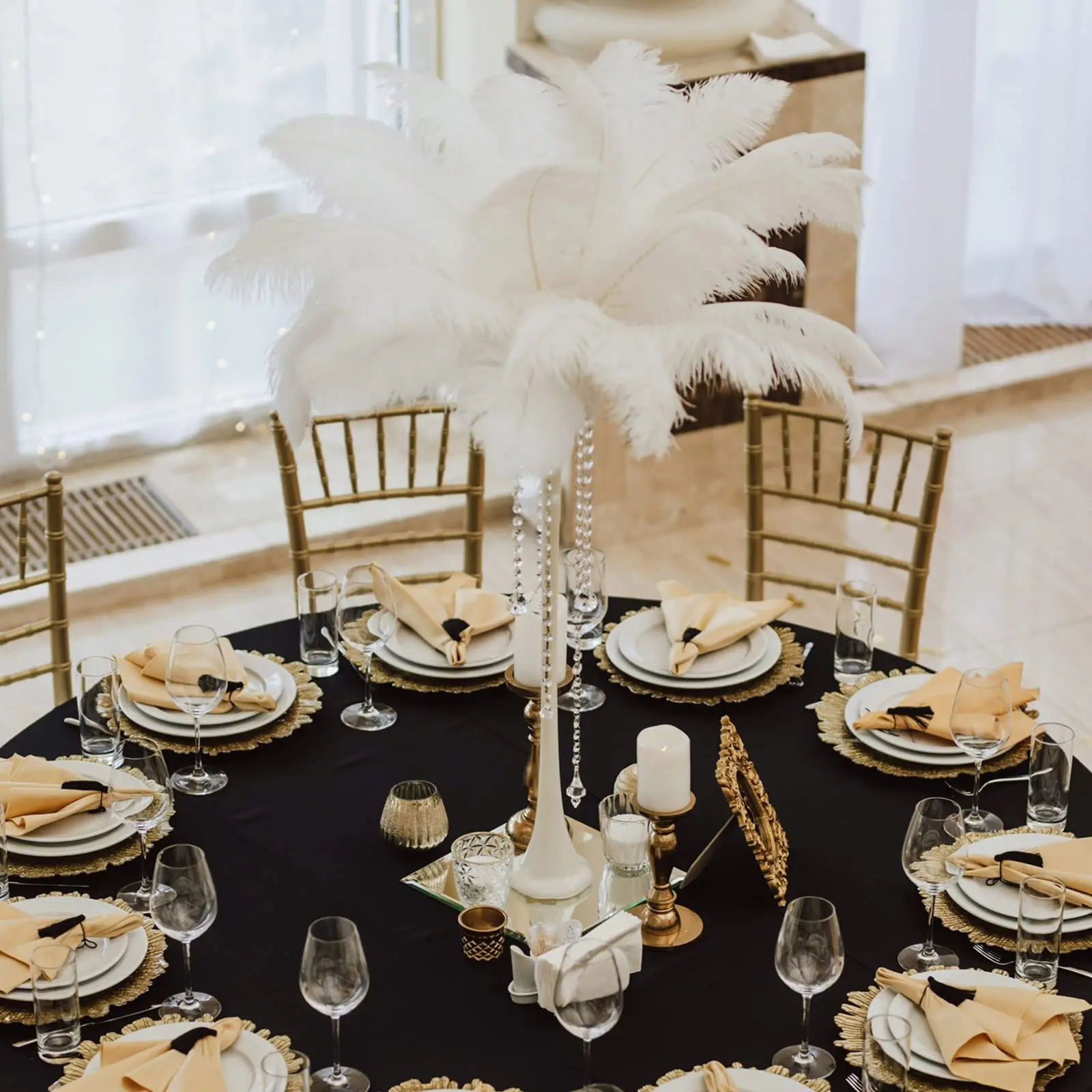 100-400Pcs White Black Ostrich Feathers Bulk Natural Plumes for Wedding Party Decoration Table Centerpiece Decorative DIY Crafts