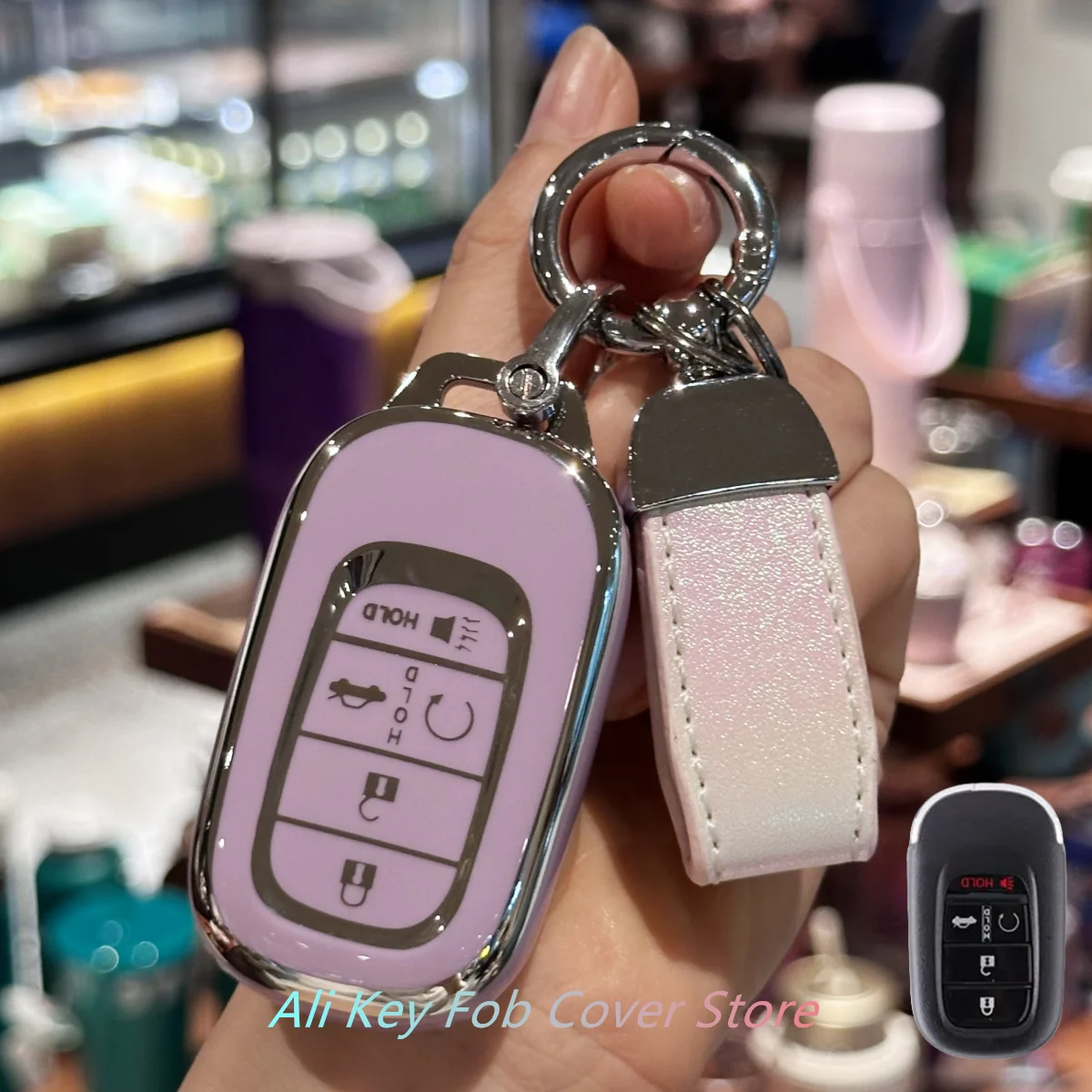 Key Fob Cover Car Keychain Lanyard For Honda 2022 2023 2024 Civic Accord HR-V Pilot CR-V Car Key Case Protector Holder Shel