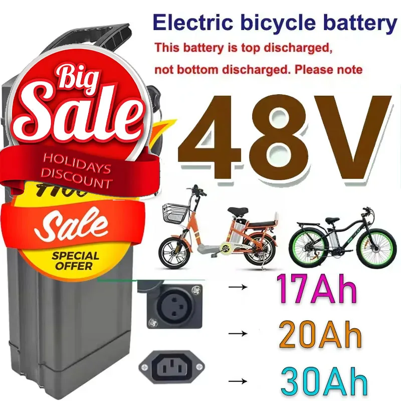 New Silverfish-Batterie Pour Vélo Électrique,  48V, ,20Ah, 30Ah, 17Ah, Batteries Haute Capacité, Cellules  18650 Power 500-3000W