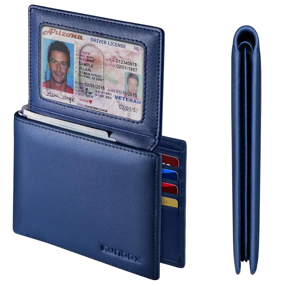 

Free ShippingLeather Wallet for Men, Genuine Leather Mens Wallet Bifold Rfid Blocking with 12 Cards and 2 ID Windows, Minimalist