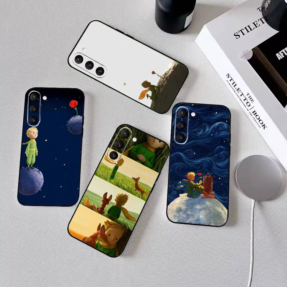 Little Prince Fox Case Funda Phone Case Black Silicone Soft For Samsung Galaxy A73,A72,A71,A70,A53,A52,A51