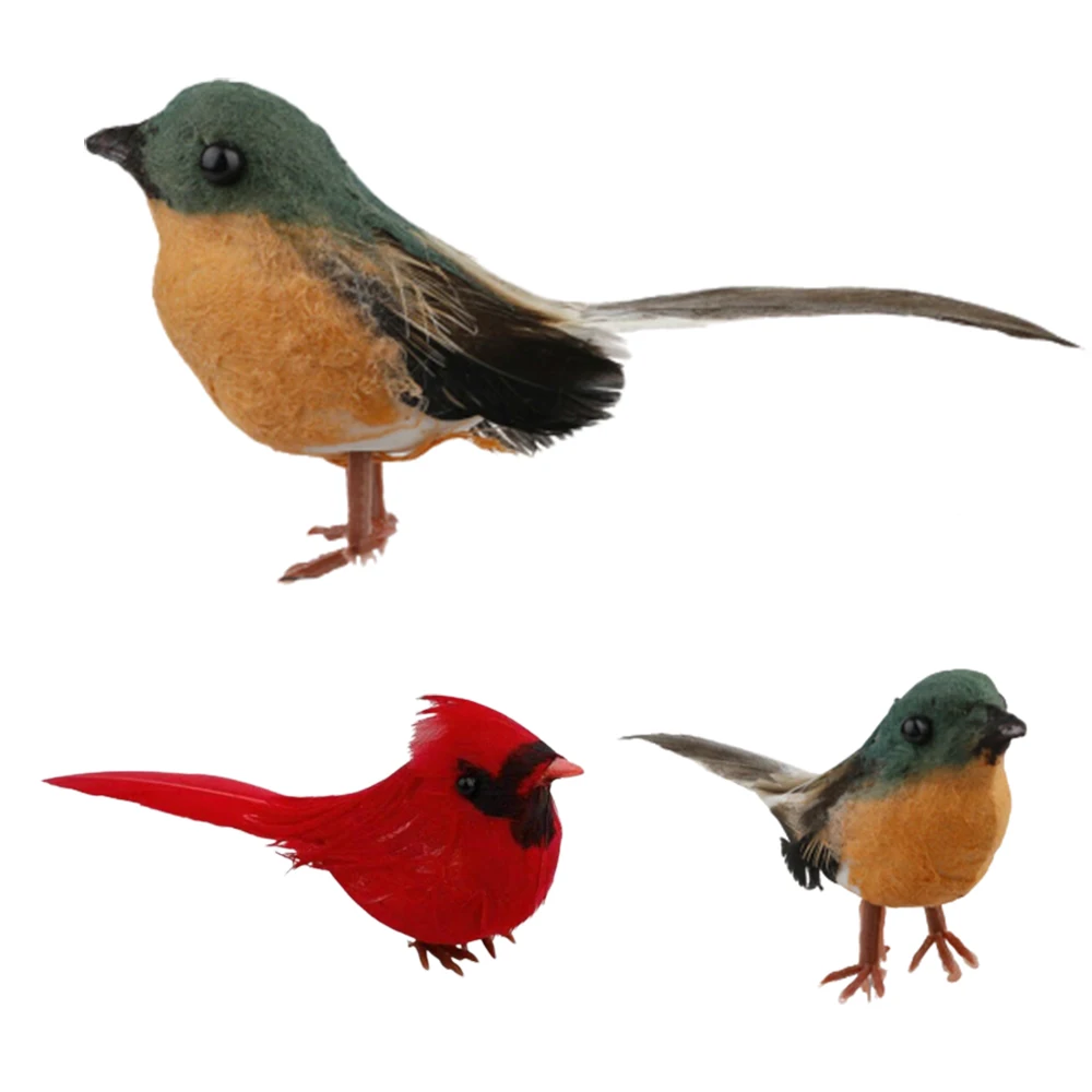 5Pcs Robin Bird Christmas Tree Decoration Craft Artificial Feather Bird Fake Foam Birds Mini Crafts Garden Ornament Home Decor