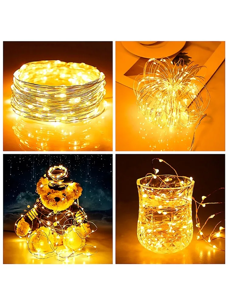 Lampki LED USB 5M/10M/20M, drucik miedziany/srebrny, wodoodporne lampki dekoracyjne, girlanda świetlna, lampki choinkowe, na Boże Narodzenie, wesele, imprezę. — zdjęcie 2