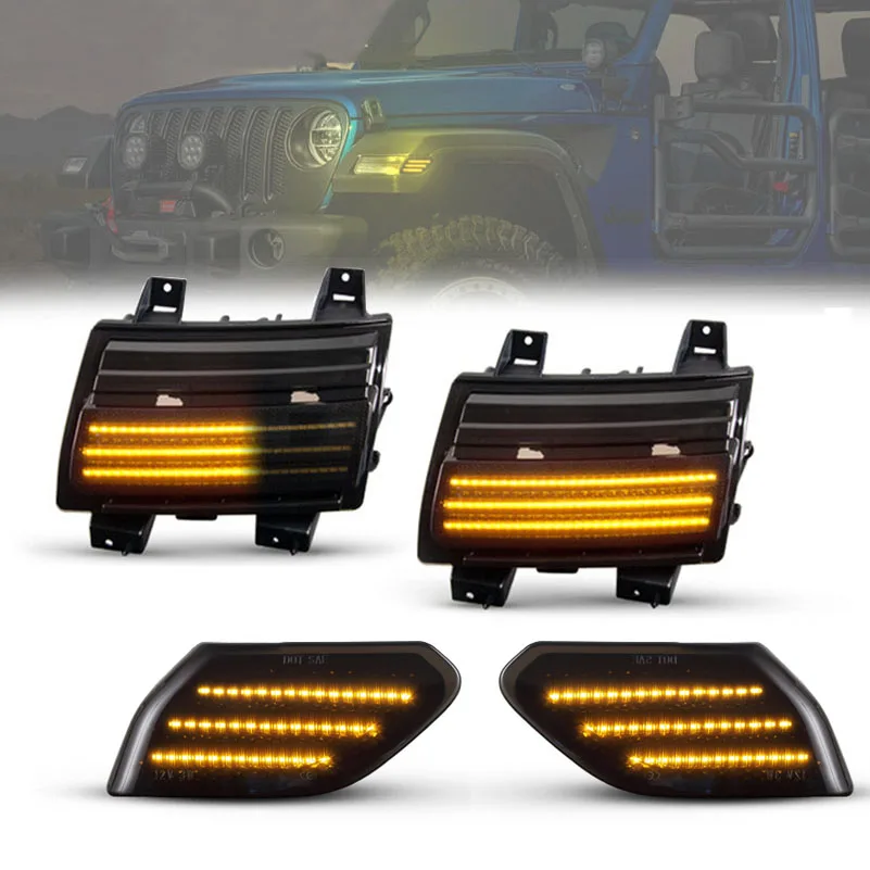 Car LED Front Fender Flare Turn Signal Lamp For Jeep Wrangler JL  LOW Configuration Daytime Running Light