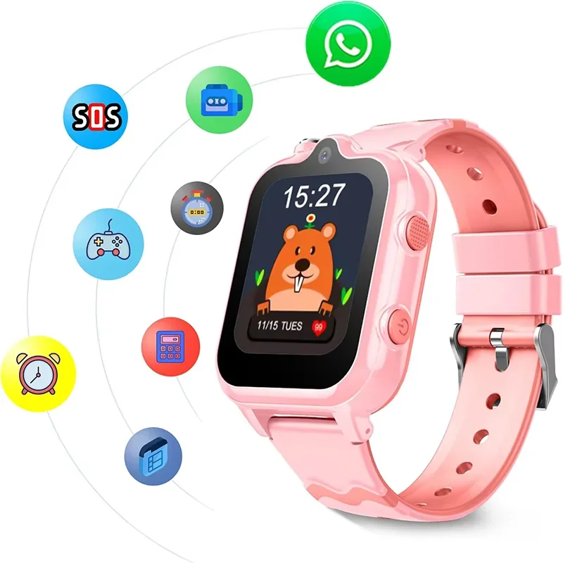 ساعة Getfitsoo 4G WIFI الذكية للأطفال GPS Location Tracker كاميرا مزدوجة مكالمة فيديو WhatsApp SOS Call Kids Smartwatch