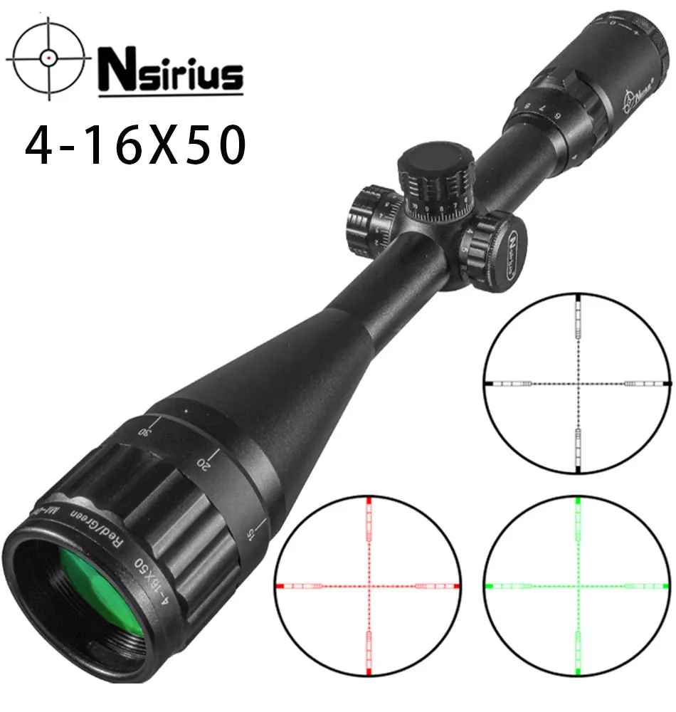 

NSIRIUS 4-16X50 AOE Precision Optics Red & Green illuminated Mil Dot Rifle Scope Hunting Scope Air Rifle Scope Outdoor