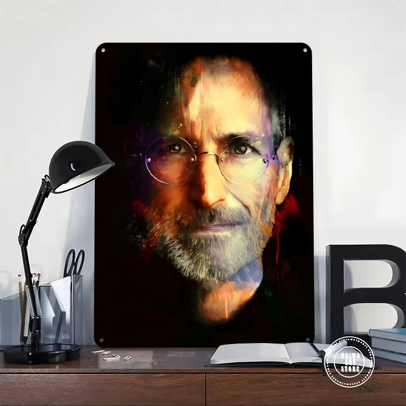 Steve Jobs Portrait 3D Texture Metal Poster Customized Wall Art Tin Sign Gift for Mancave Bedroom Decoration Room Wand Deko Home