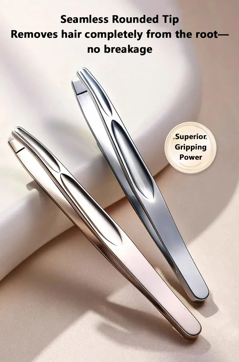 Premium Rundkopf-Pinzette für Augenbrauen- und Gesichtshaarentfernung Nahtlose Clips Präzisions-Barttrimmer für Kurze Haare – Detail 1