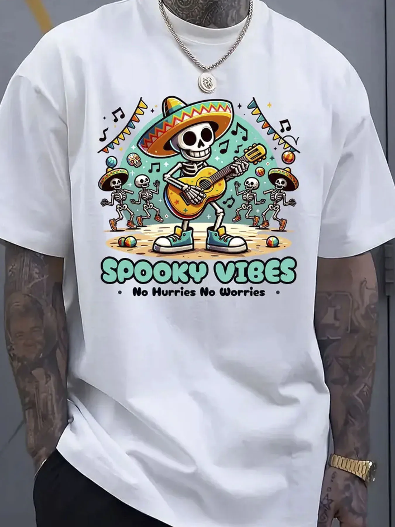 Men's Halloween Graphic T-Shirt Breathable Pure Cotton Loose Fit Tee Costume Streetwear Casual Shirt Festive Print Top