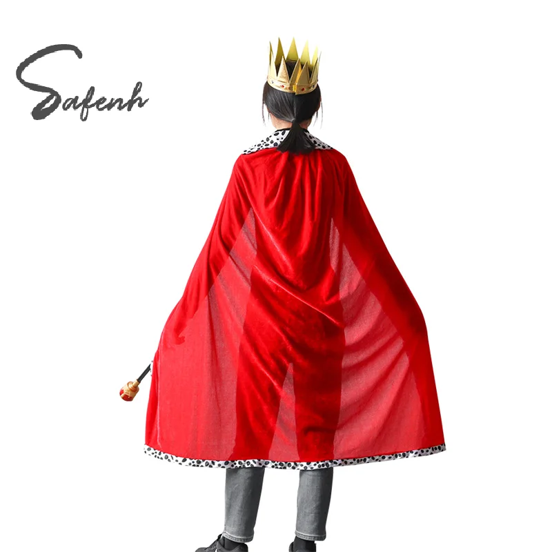 1Pcs Halloween King Cape Children Adult Masquerade Party Family Parent Game Child Makeup Costume Cloak Cape For Christmas