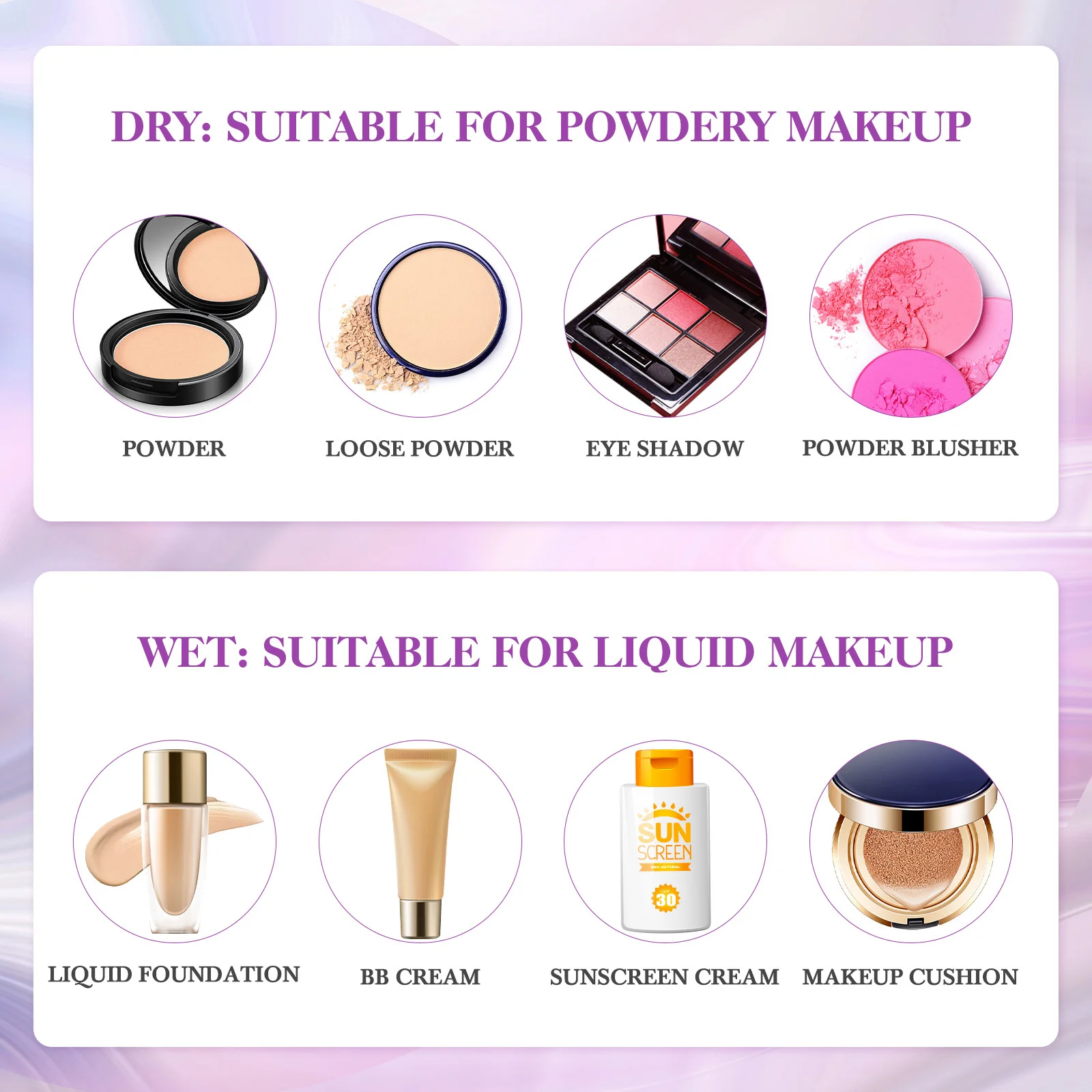 3 قطع من إسفنجات المكياج بمقبض كريم الأساس وإسفنجة مكياج متعددة الاستخدامات وإسفنجة كريم الأساس