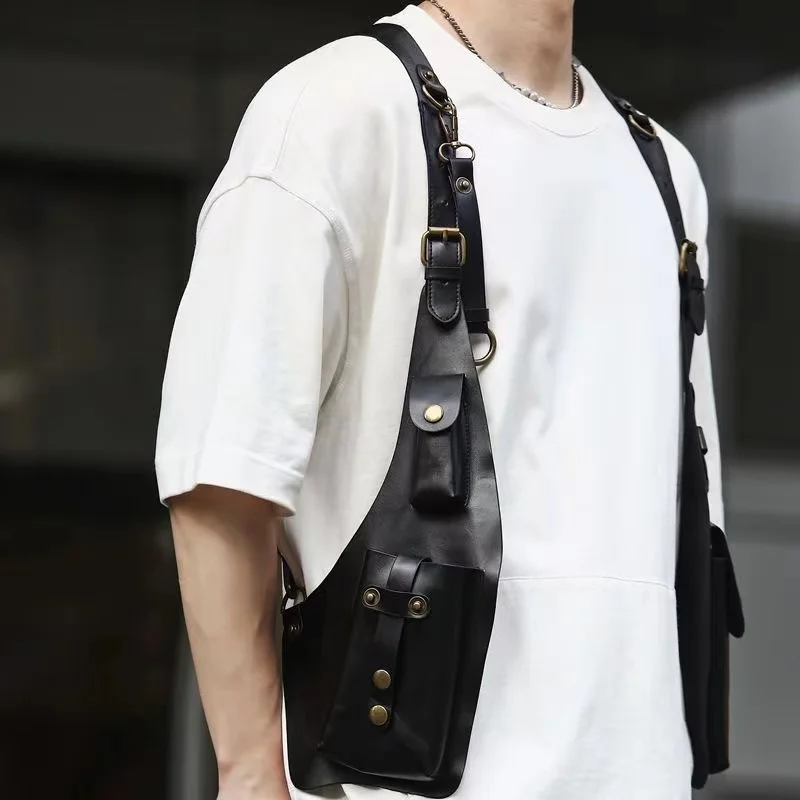 versatile pu hip-hop jogger vest gym mini bag ins hot Chest Rig tactical Functional package prechest cycling use DIY space