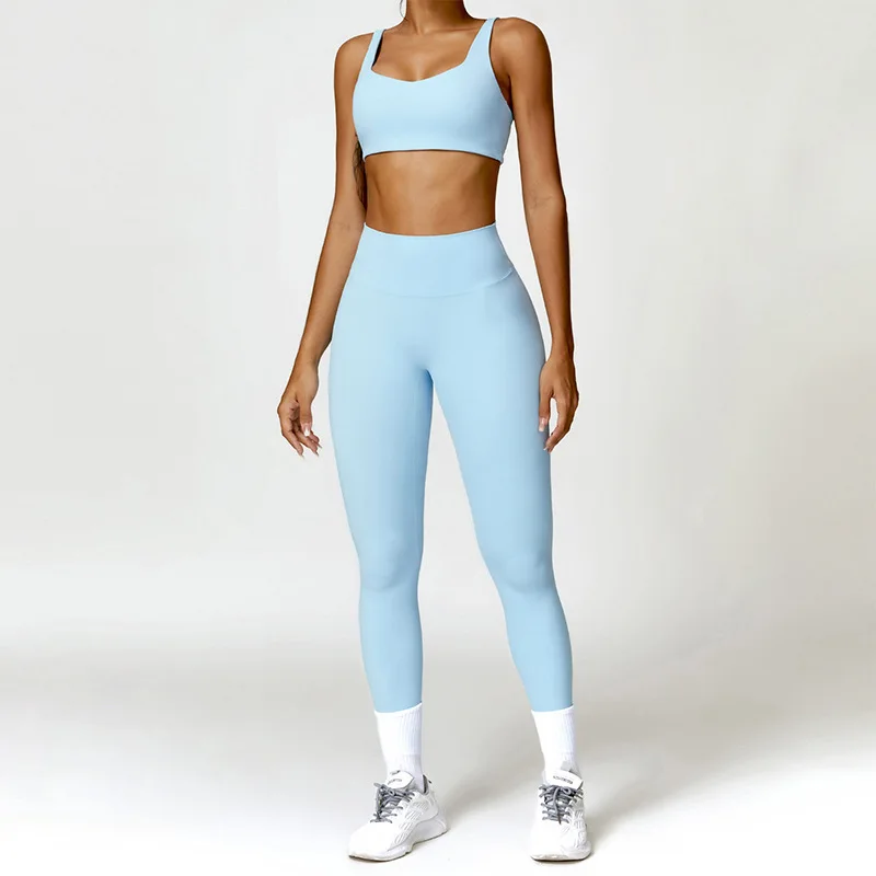 

2PCS Yoga Set Women Gym Long Sleeve Sports Suits Fitness Bra Crop Top Workout Clothes Female Athletic Wear Legging Sportswear