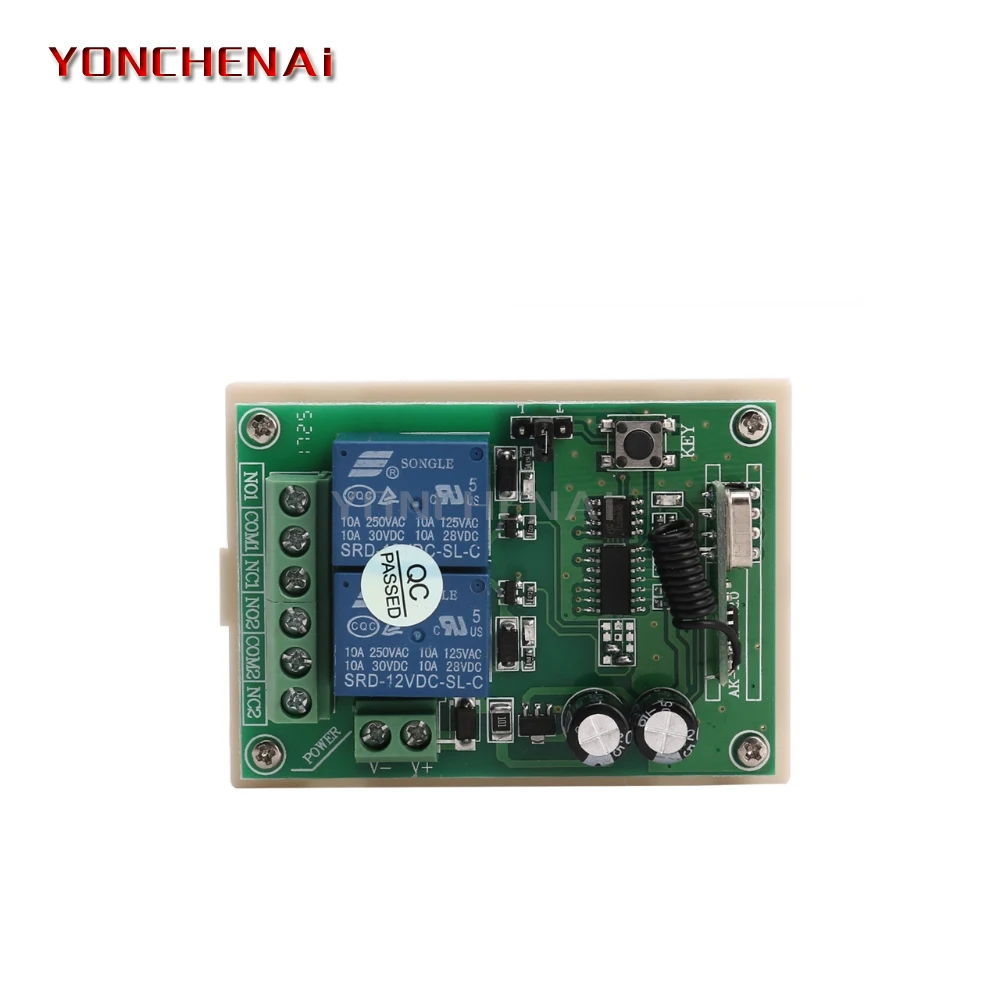 AC85-220V 2 canais RF 433MHz Módulo receptor de relé de interruptor de controle remoto sem fio