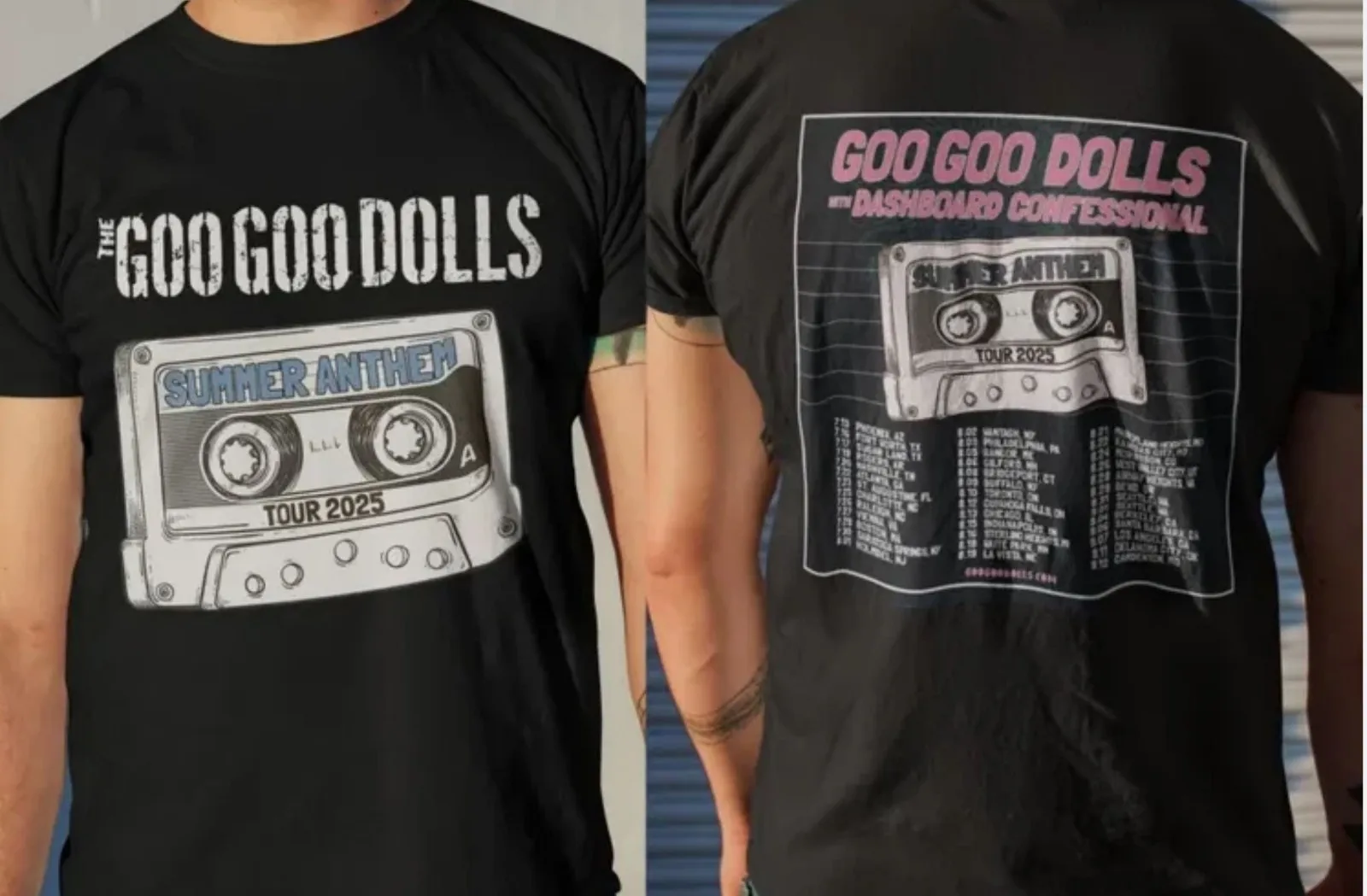 

Новая двухсторонняя рубашка Goo Goo Dolls Summer Anthem Tour 2025 с короткими рукавами