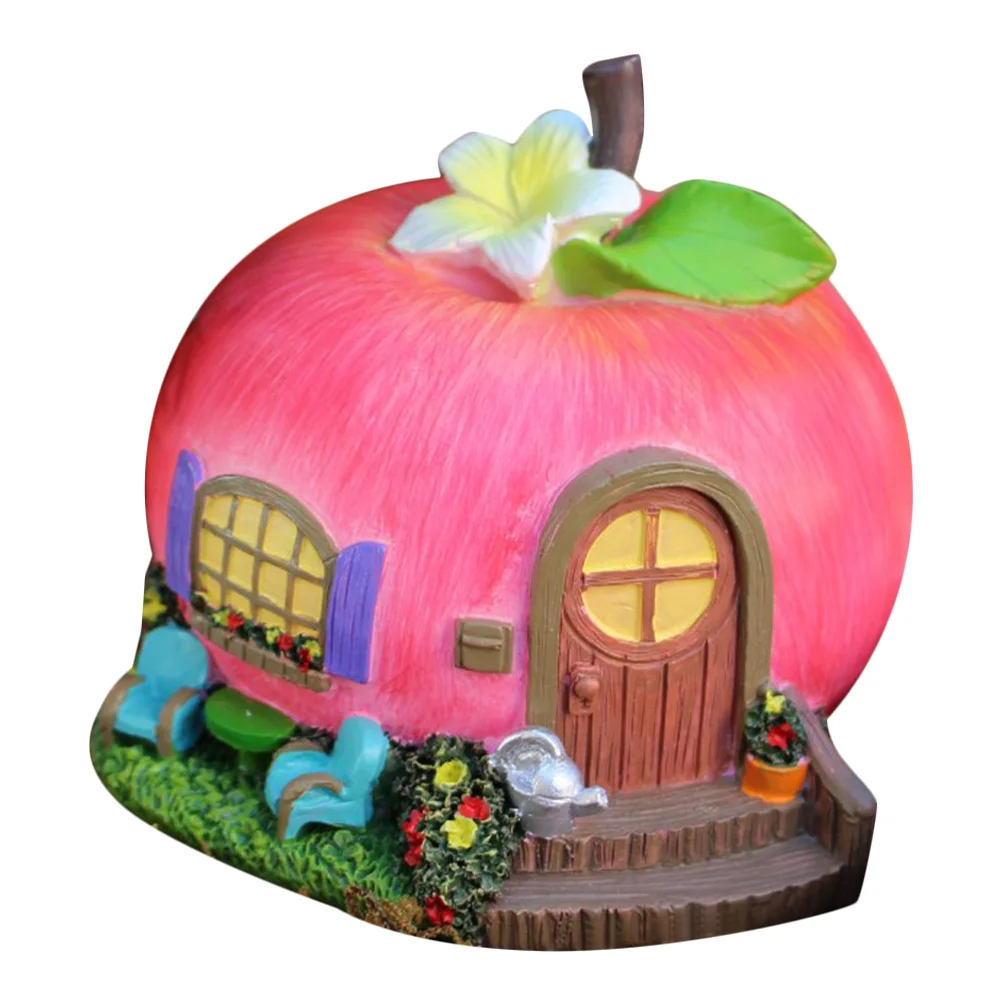 

Resin Apple Shaped Fairy House Ornament Bonsai Decoration Garden Courtyard Miniature House Decor Flower Pot Organizer